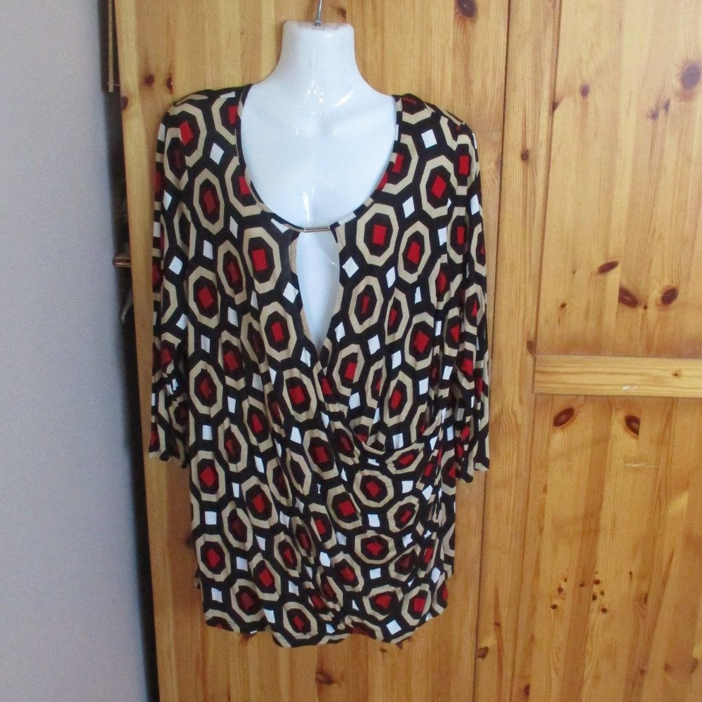 INC Wrap Front Geometric Top 2X Super Sexy NEW